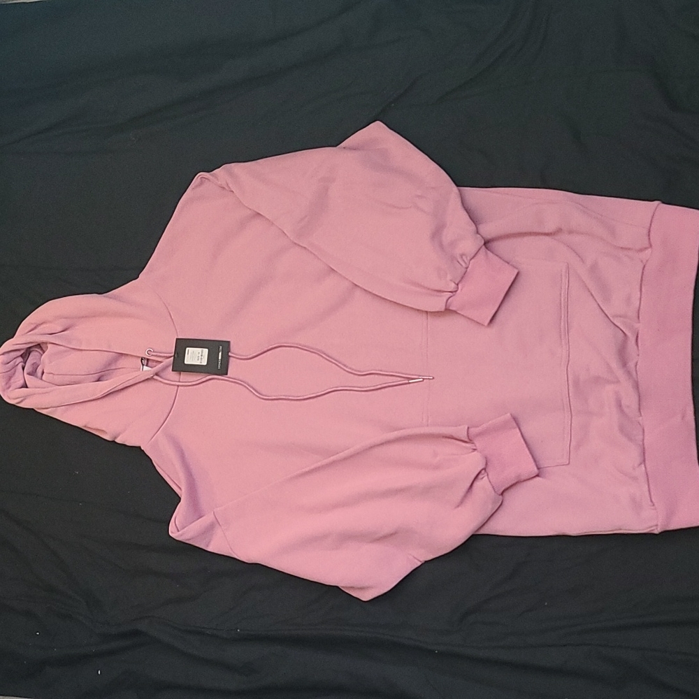 New Fashion Nova Hooded Sweater Mini Dress 1X light pink